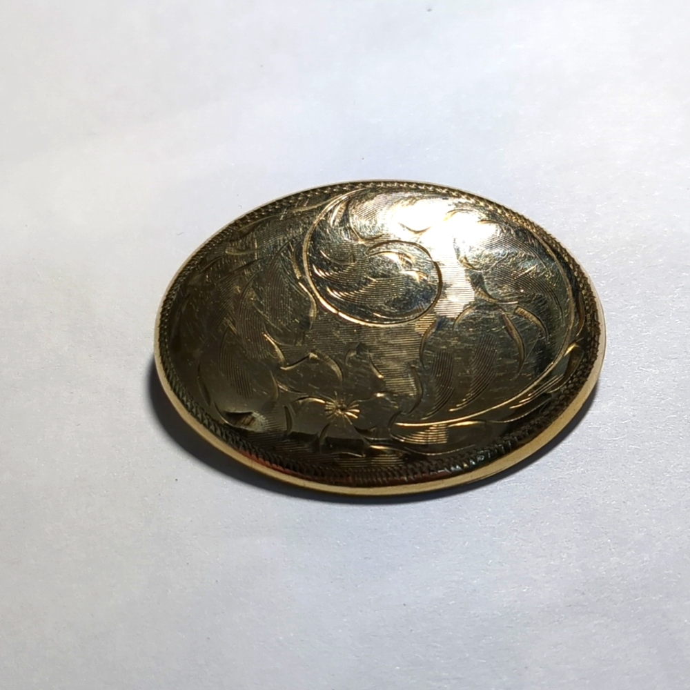 Vintage Burkhardt gold filled oval chased etched brooch floral